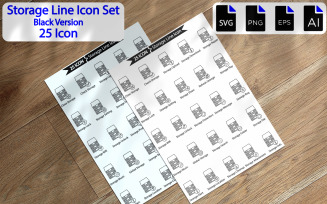 Premium Storage Line Icon Pack
