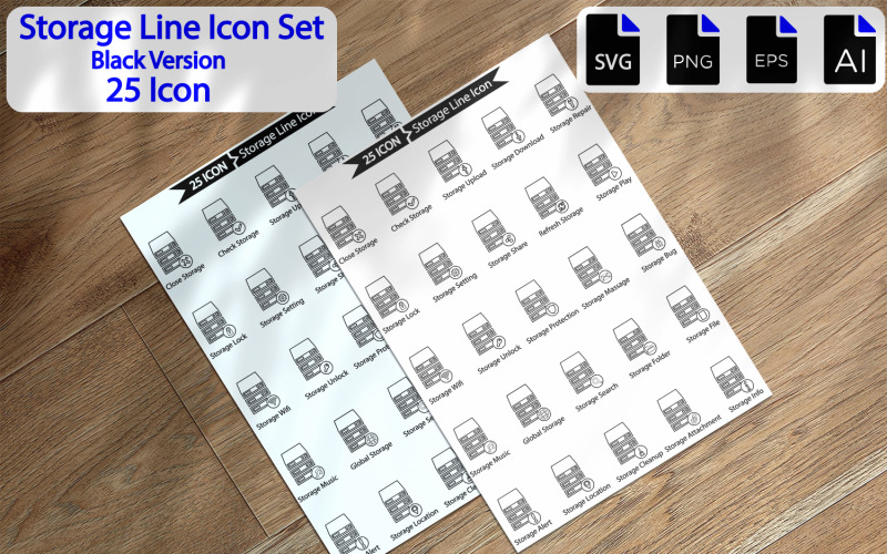 Premium Storage Line Icon Pack Icon Set