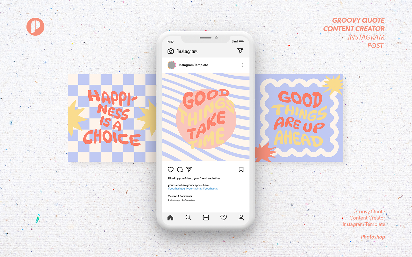 Colorful groovy quote content creator instagram template