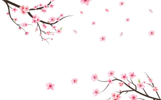 Cherry Blossom Branch with Pink Flower