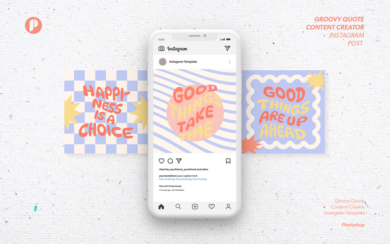 Colorful groovy quote content creator instagram template Social Media