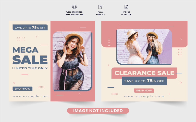 Fashion sale discount offer template Social Media