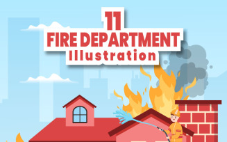 11 Fire Department or Firefighter Illustration