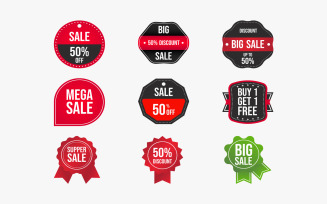 Colorful Discount Badge Set Vector
