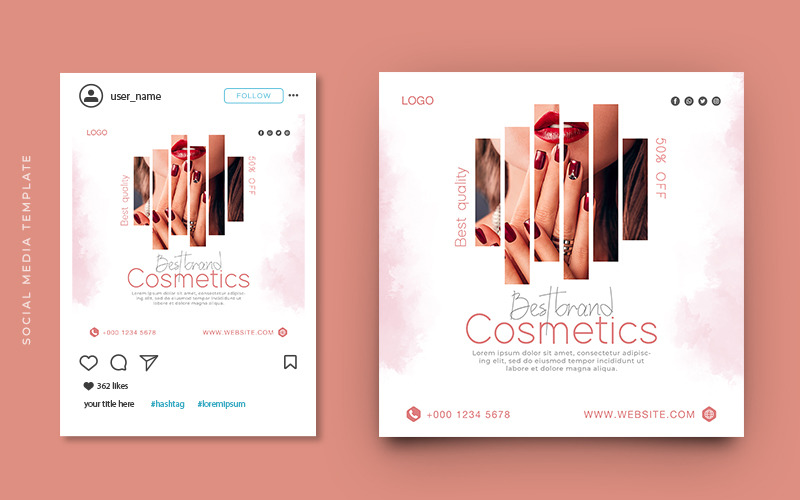 Cosmetic Product Promotion Instagram Post And Social Media Banner Template