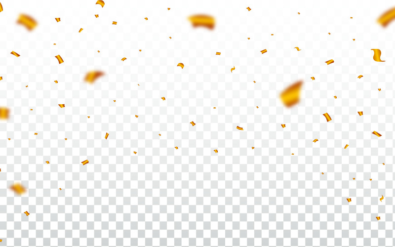 Golden Confetti and Party Tinsel Vector Illustration