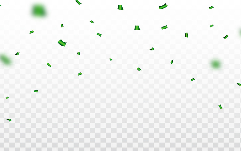 Green Confetti and Tinsel for Party Illustration