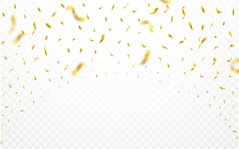 Party Confetti and Golden Ribbon Vector Illustration