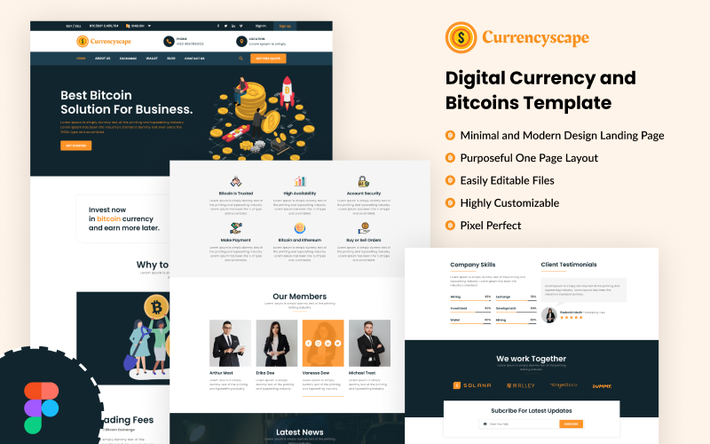 Currencyscape - Digital Currency and Bitcoins Template UI Element