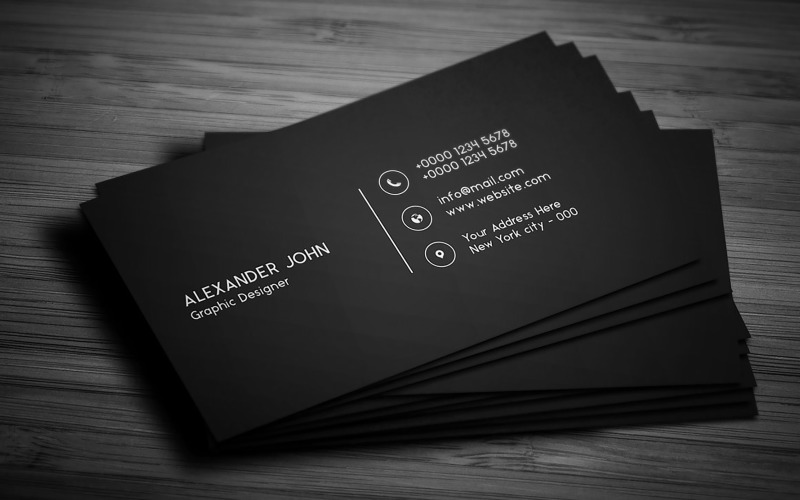 Simple Black & White Business Card Template Corporate Identity
