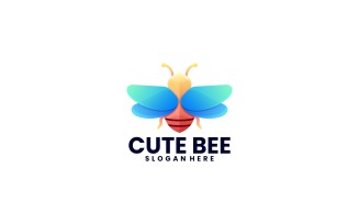 Cute Bee Colorful Logo Style