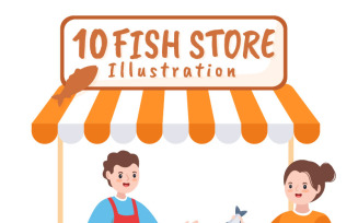 10 Fish Store Illustration