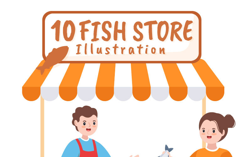 10 Fish Store Illustration