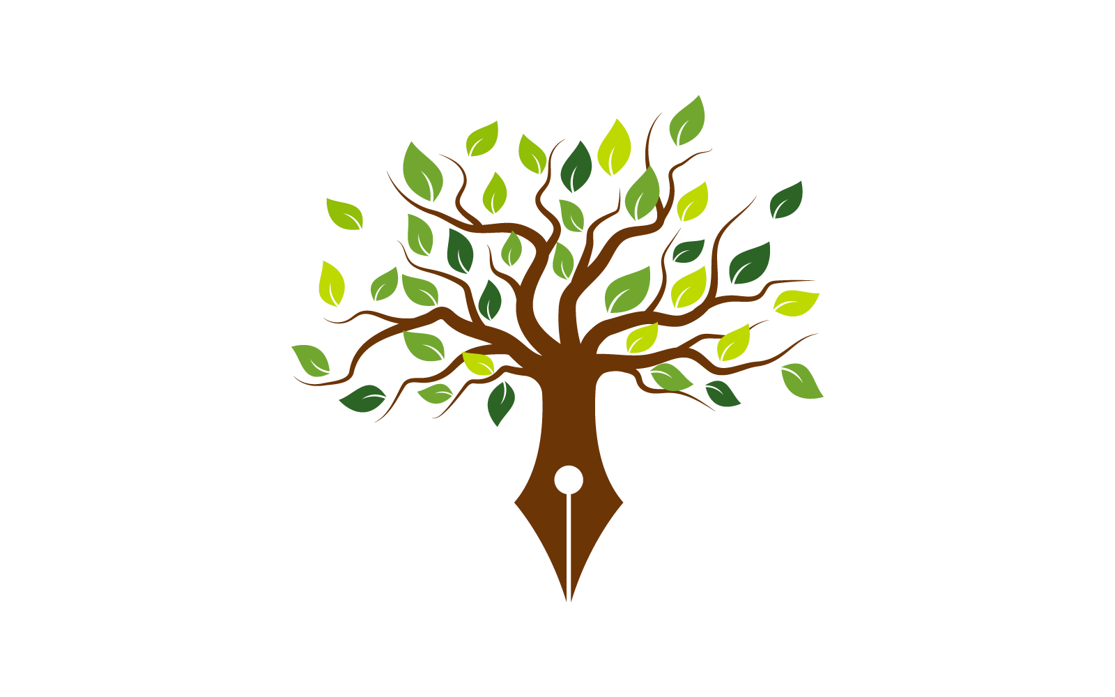 Logo Of Tree with pencil illustration vector flat design