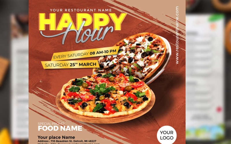 Pizza Flyer Template - Social Media Corporate Identity