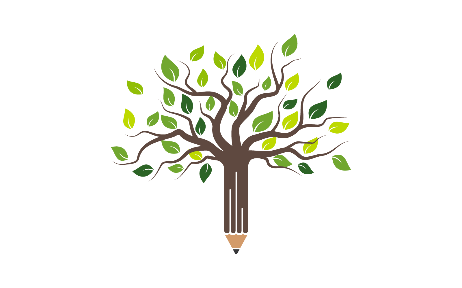 Tree with pencil logo illustration vector flat design eps 10