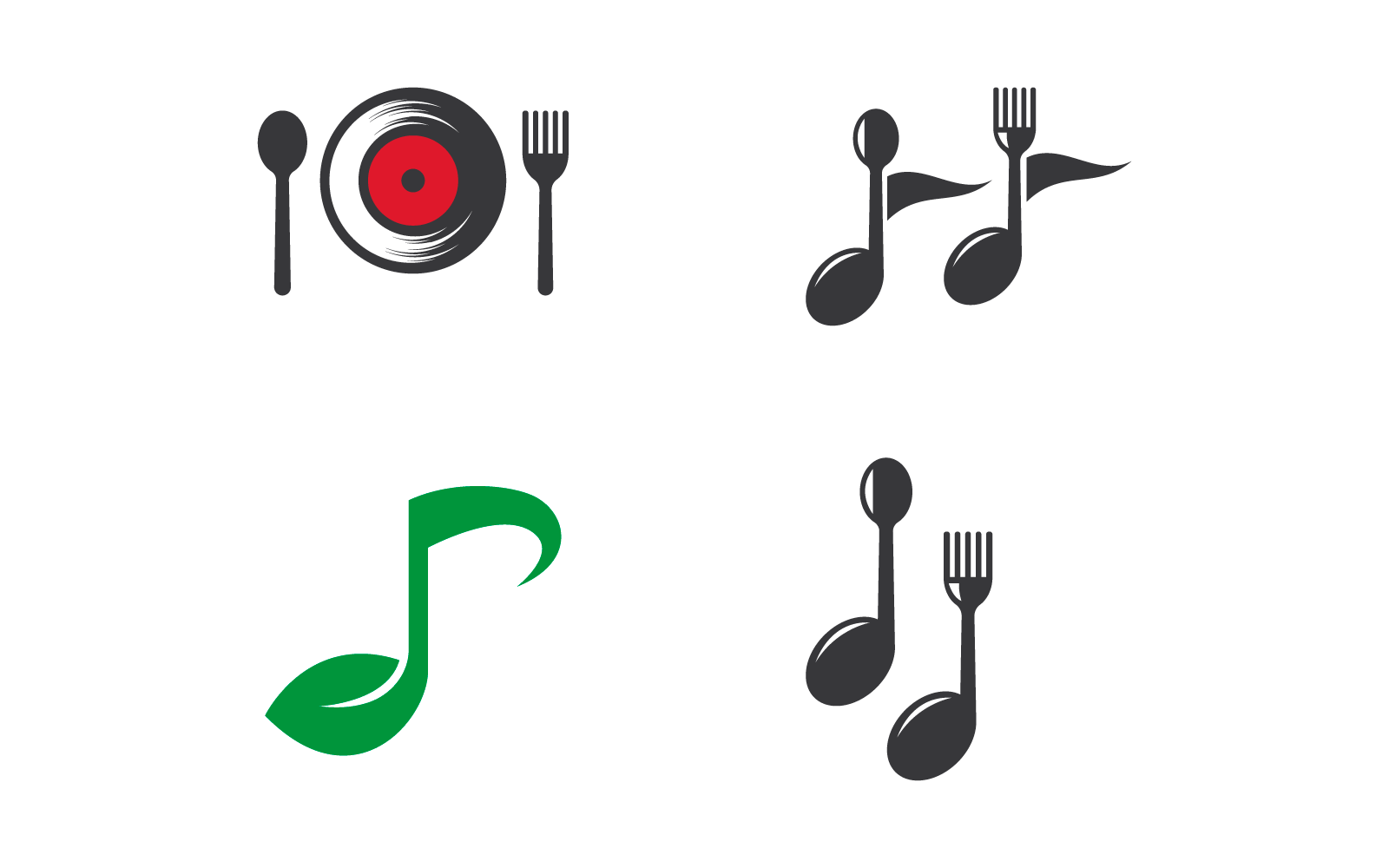 Векторная плоская иллюстрация логотипа музыкальной еды