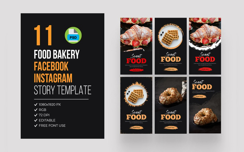 Bakery Food Facebook Instagram Story Bundle Social Media