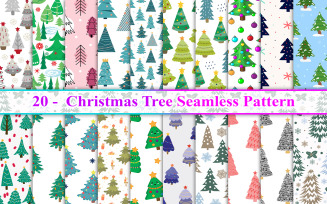 Christmas Tree Seamless Pattern, Christmas Seamless Pattern