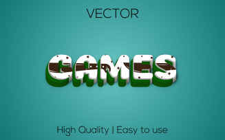 Games | 3D Games | Realistic Text Style | Editable Vector Text Effect | premium Vector Font Style