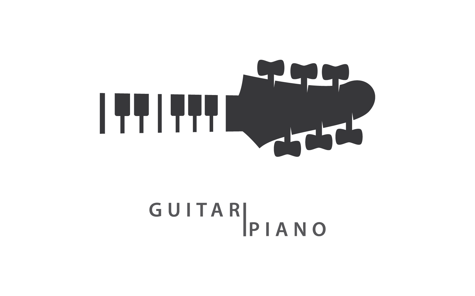 Guitare et Piano logo vector illustration modèle de conception plate