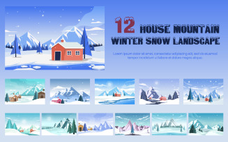 12 House Mountain Winter Snow Landscape