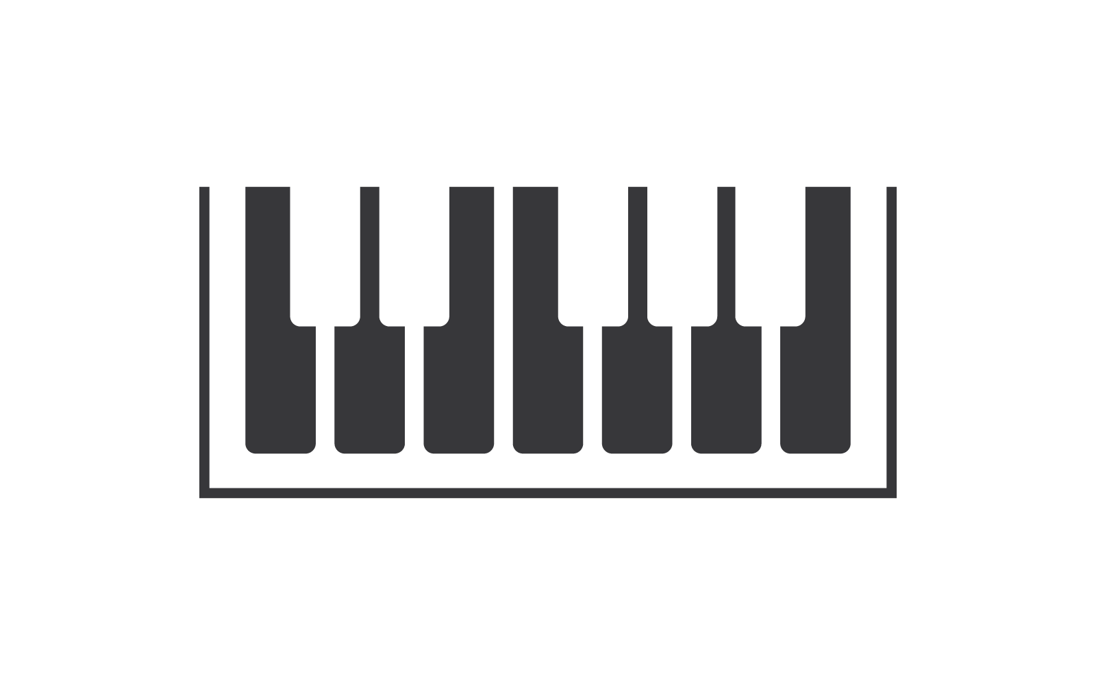 Logo of Piano black background vector illustration flat design template