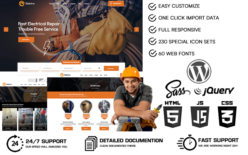 Template #294009 Construction Electricity Webdesign Template - Logo template Preview