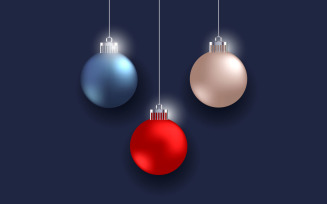 Christmas Balls Collection And Christmas Baubles On Background