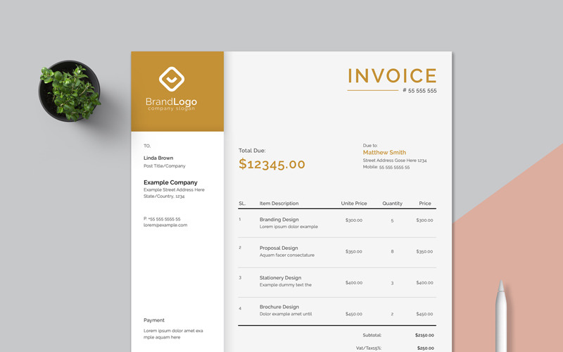 Clean & Creative Invoice Template Corporate Identity