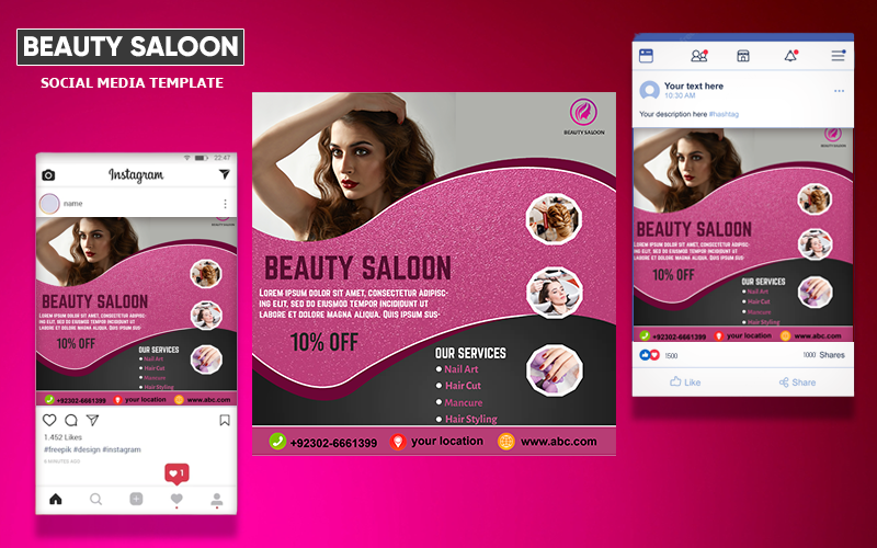 Free Beauty Saloon Store Template: Social Media