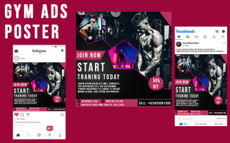 Free Fitness & Gym Trainer Template on social media.