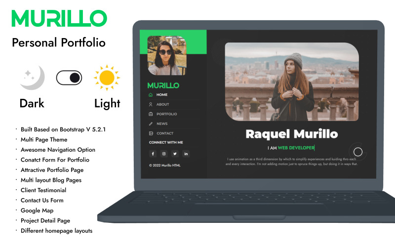 Murillo - Personal Portfolio CV Resume Template Landing Page Template