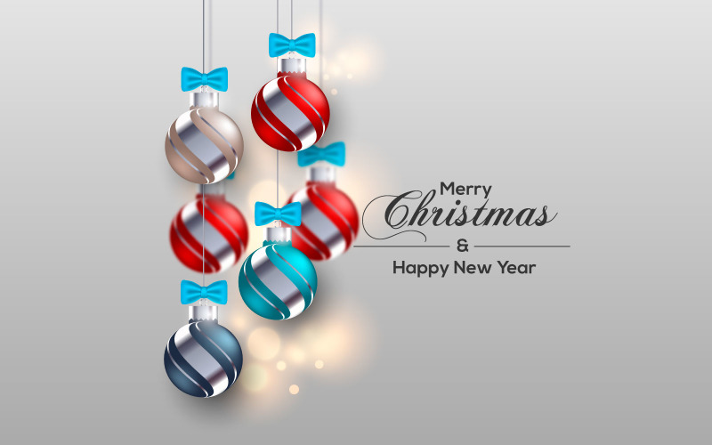 Realistic Colorful Christmas Ball Ornaments Style Illustration