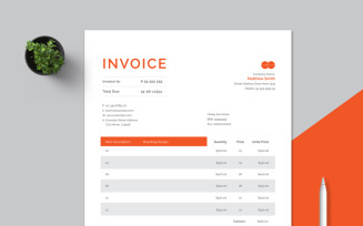 Red Accent Simple Invoice Template