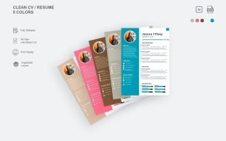 Resume Template with 5 different Colors