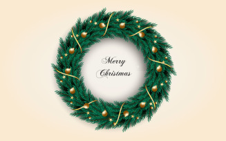 Christmas Wreath Decoration Set Merry Christmas Text For Christmas Greeting Card