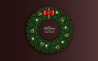Christmas Wreath Decoration With Pine Branch Christmas Ball And Red Ribbon