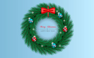 Christmas Wreath Decoration With Pine Branch Christmas Ball And Ribbon