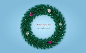 Christmas Wreath Decoration With Pine Branch Christmas White Ball And Star