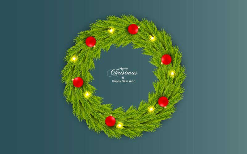 Christmas Wreath Decoration With Pine Branch Illustration