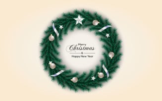 Christmas Wreath Vector Decoration Christmas Text For Christmas Greeting Card
