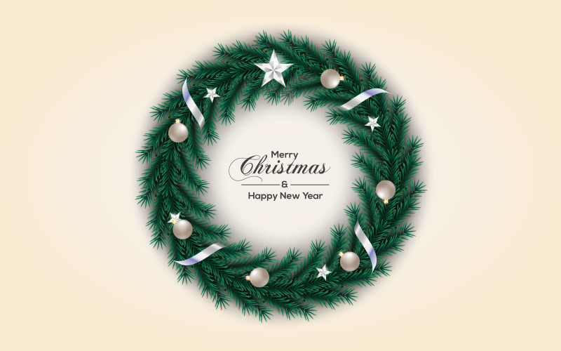 Christmas Wreath Vector Decoration Christmas Text For Christmas Greeting Card Illustration