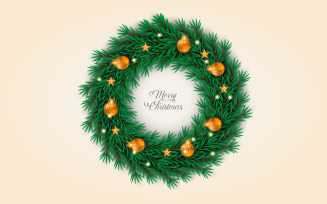 Christmas Wreath Vector Decoration Merry Christmas Text For Christmas Greeting Card Design