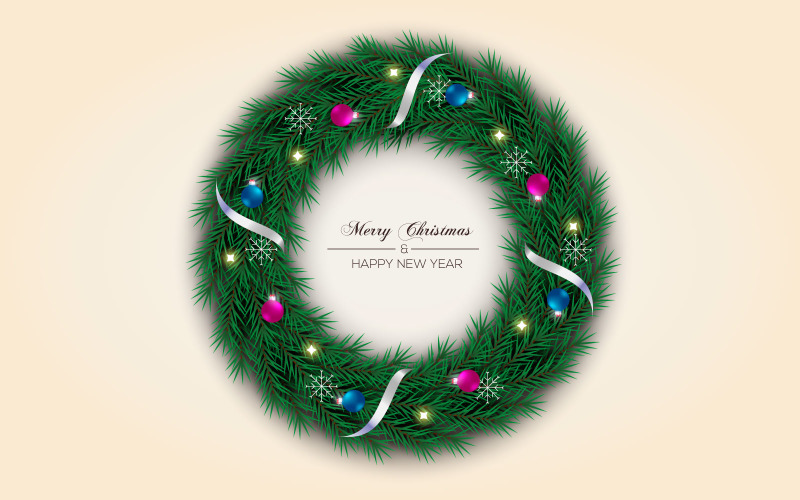 Christmas Wreath Vector Decoration Set Christmas For Greeting Card Illustration