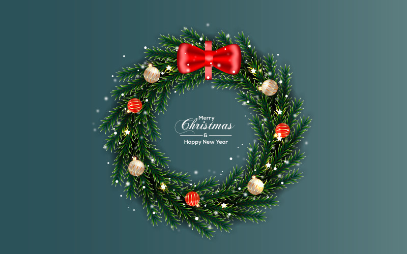 Christmas Wreath Vector Decoration Set Christmas Greeting Card Illustration