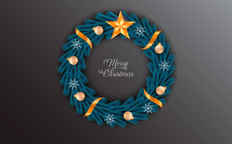 Christmas Wreath Vector Decoration Set Merry Christmas Text For Christmas Greeting Card Design
