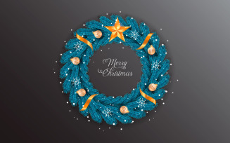Christmas Wreath Vector Decoration Set Merry Christmas Text For Christmas Greeting Card