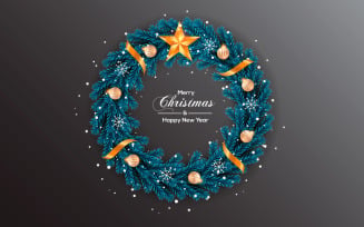 Christmas Wreath Vector Decoration Set Merry Christmas Text For Christmas