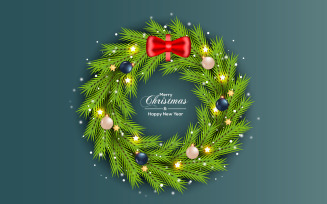 Christmas Wreath Vector Decoration Set Merry Christmas Text For Merry Christmas